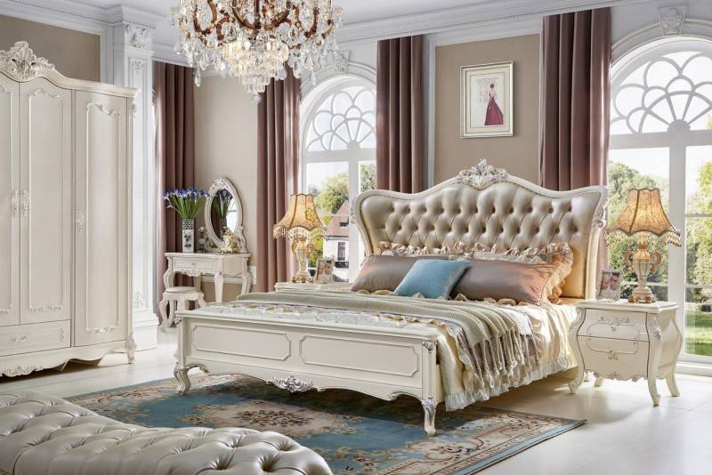 JVmoebel Schlafzimmer-Set Schlafzimmer 6 tlg. Komplett Bett Nachttisch Schminktisch Echtholz, Made in Europa von JVmoebel
