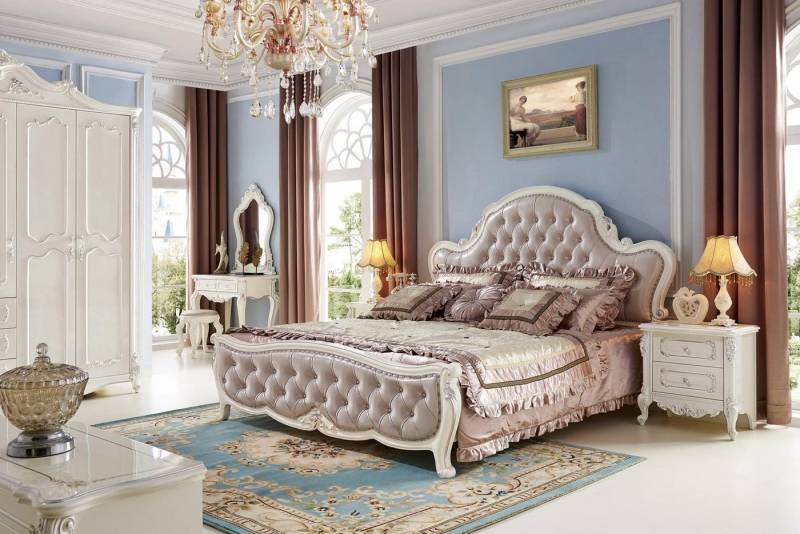 JVmoebel Schlafzimmer-Set Bett Nachttisch Schminktisch Schlafzimmer Hocker Set Betten 6 tlg., Made in Europa von JVmoebel