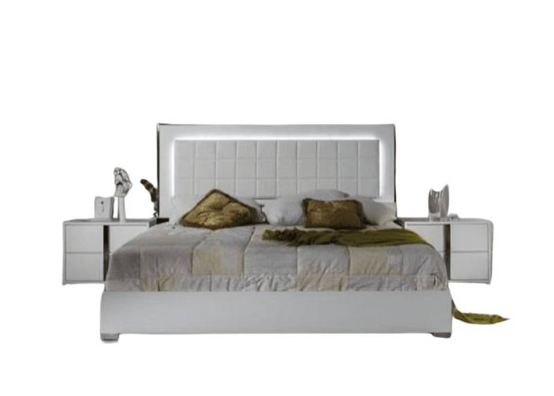 JVmoebel Schlafzimmer-Set, Bett Nachttisch Holz Nachttische Doppelbett Betten Weiß Modern 3tlg von JVmoebel