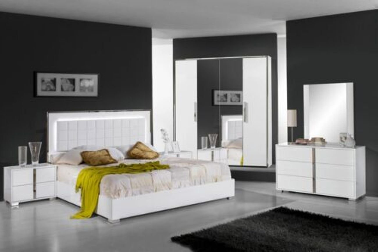 JVmoebel Schlafzimmer-Set, Schlafzimmer Bett Nachttisch Kleiderschrank Kommode Spiegel 6tlg. von JVmoebel