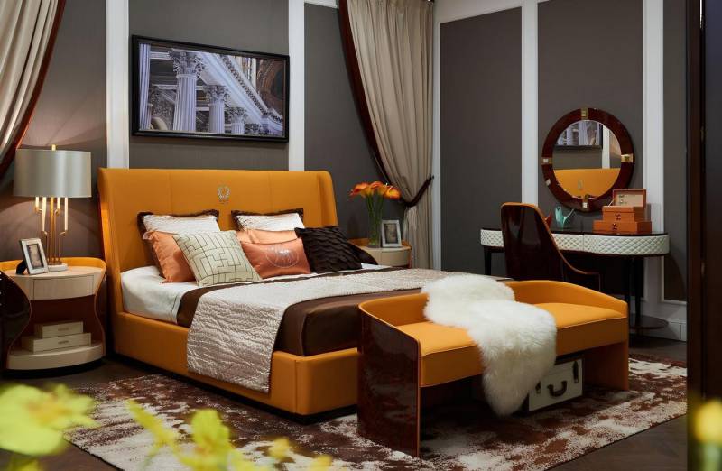 JVmoebel Schlafzimmer-Set 7tlg. Set Luxus Möbel Bett Hocker Spiegel Nachttisch, (7 tlg.Schlafzimmer Set), Made in Europa von JVmoebel