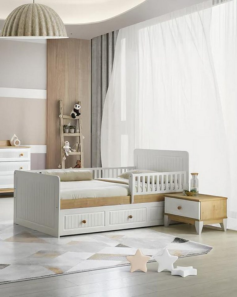 JVmoebel Jugendzimmer-Set Bett + Nachttisch Schlafzimmer Jugendzimmer Kinderzimmer Set Möbel, (2-tlg., Bett + Nachttisch), Made in Europa von JVmoebel