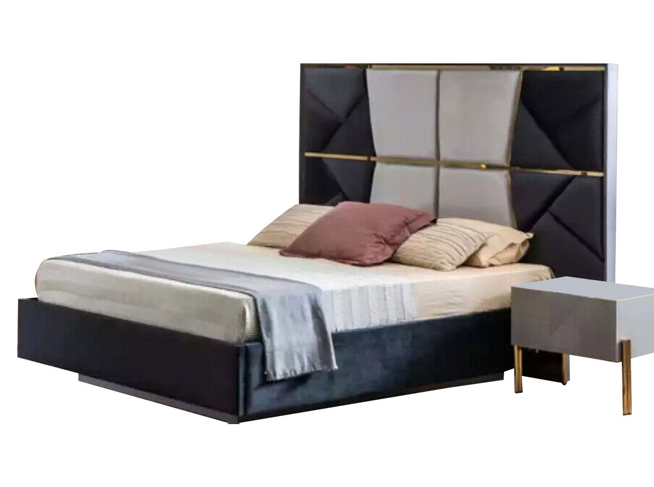 JVmoebel Schlafzimmer-Set Bett 2x Nachttische 3 tlg. Schlafzimmer Set Design Modern Gruppe, (3-St., 1x Bett + 2x Nachttische), Made in Europa von JVmoebel