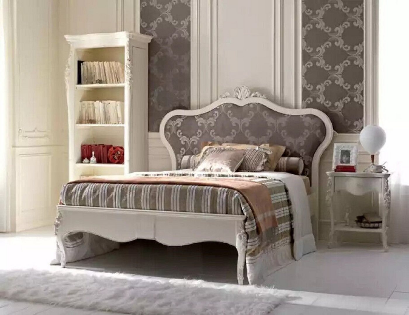 JVmoebel Schlafzimmer-Set Bett 3tlg. Schlafzimmer Design Modern Luxus Nachttisch Bücherregal, (3-St., Bett + 2x Nachttische + Bücherregal) von JVmoebel