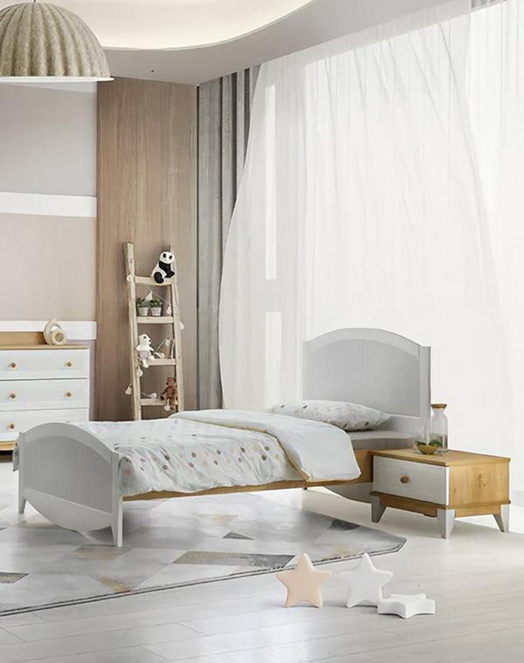 JVmoebel Jugendzimmer-Set Bett Einzelbett Nachttisch Schlafzimmer 2tlg. Modern Luxus Möbel Neu, (2-tlg., Bett + Nachttisch), Made in Europa von JVmoebel