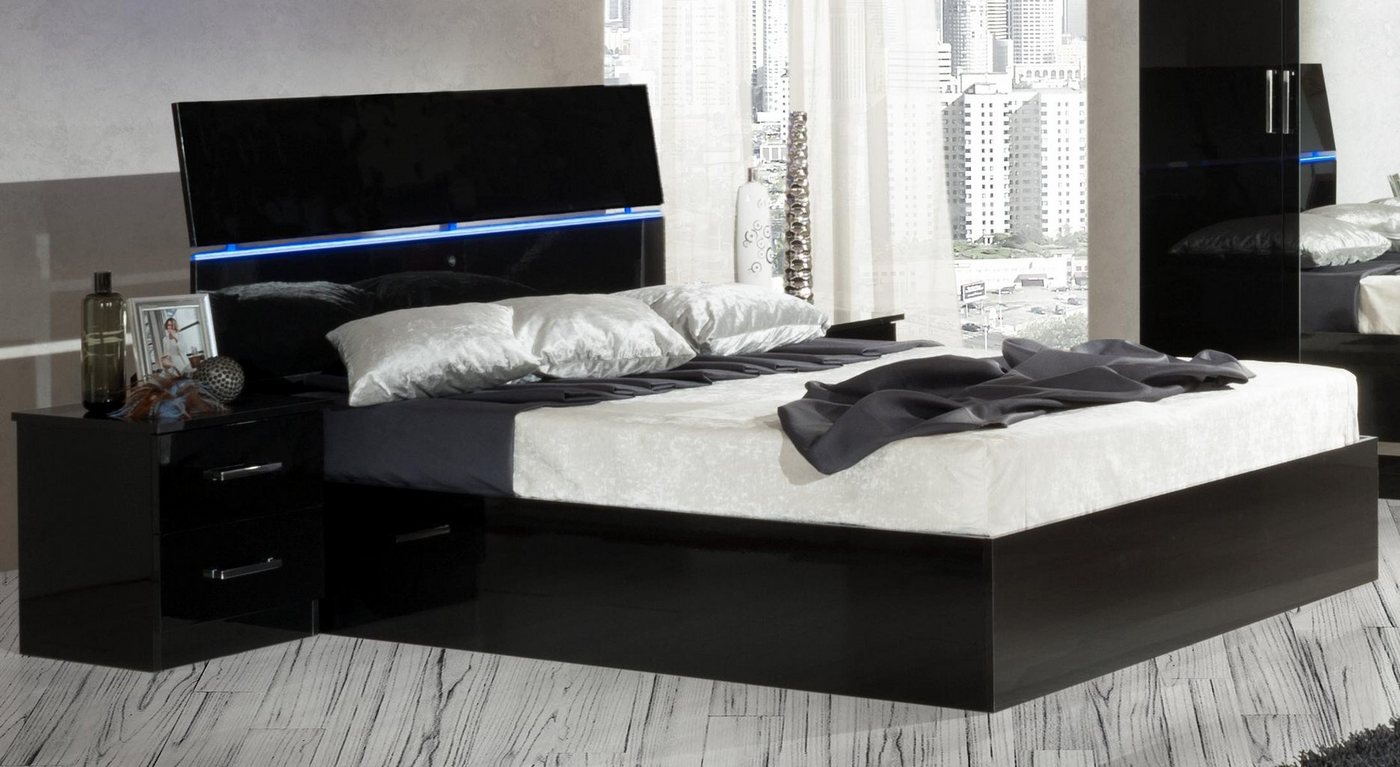 JVmoebel Schlafzimmer-Set Bett Set mit 2 Nachttischen und LED Licht in Weiß, Made in Europa JVmoebel Schlafzimmer-Set Bett Set mit 2 Nachttischen und LED Licht in Weiß, Made in Europa von JVmoebel