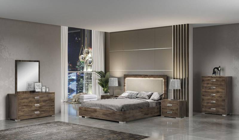 JVmoebel Komplettschlafzimmer Bett Set mit Nachttisch, Kommode und Spiegel, 6 Teile, Made in Europa JVmoebel Komplettschlafzimmer Bett Set mit Nachttisch, Kommode und Spiegel, 6 Teile, Made in Europa von JVmoebel