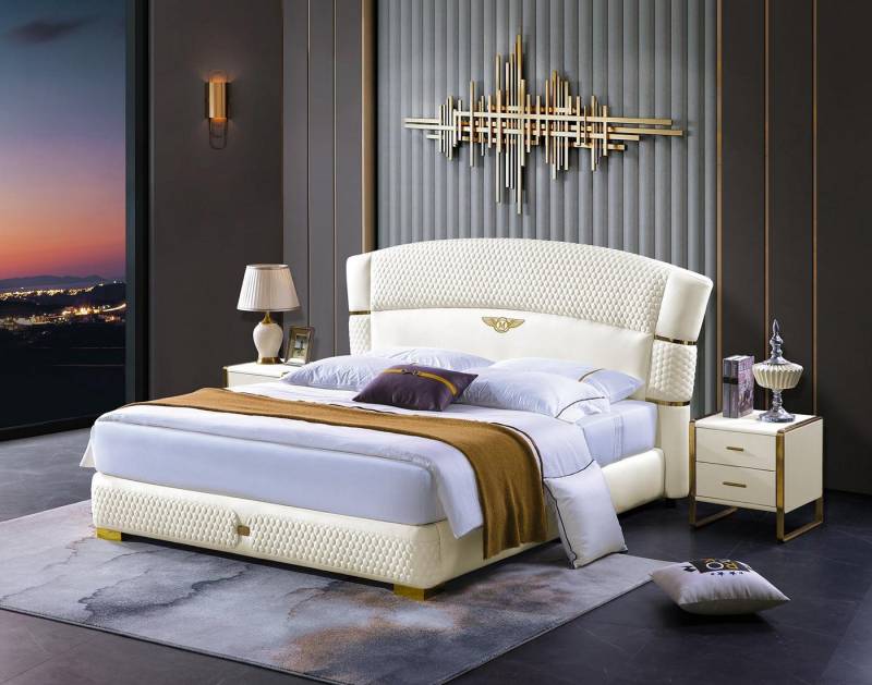 JVmoebel Schlafzimmer-Set Bett Set mit Nachttischen aus Holz in Weiß für das Schlafzimmer, Made in Europa JVmoebel Schlafzimmer-Set Bett Set mit Nachttischen aus Holz in Weiß für das Schlafzimmer, Made in Europa von JVmoebel