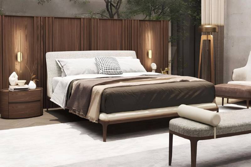 JVmoebel Schlafzimmer-Set Braune Schlafzimmer Garnitur Betgestell 2x Nachttische Doppelbett, (3-tlg., 2x Nachttische, Bett), Made in Europa von JVmoebel