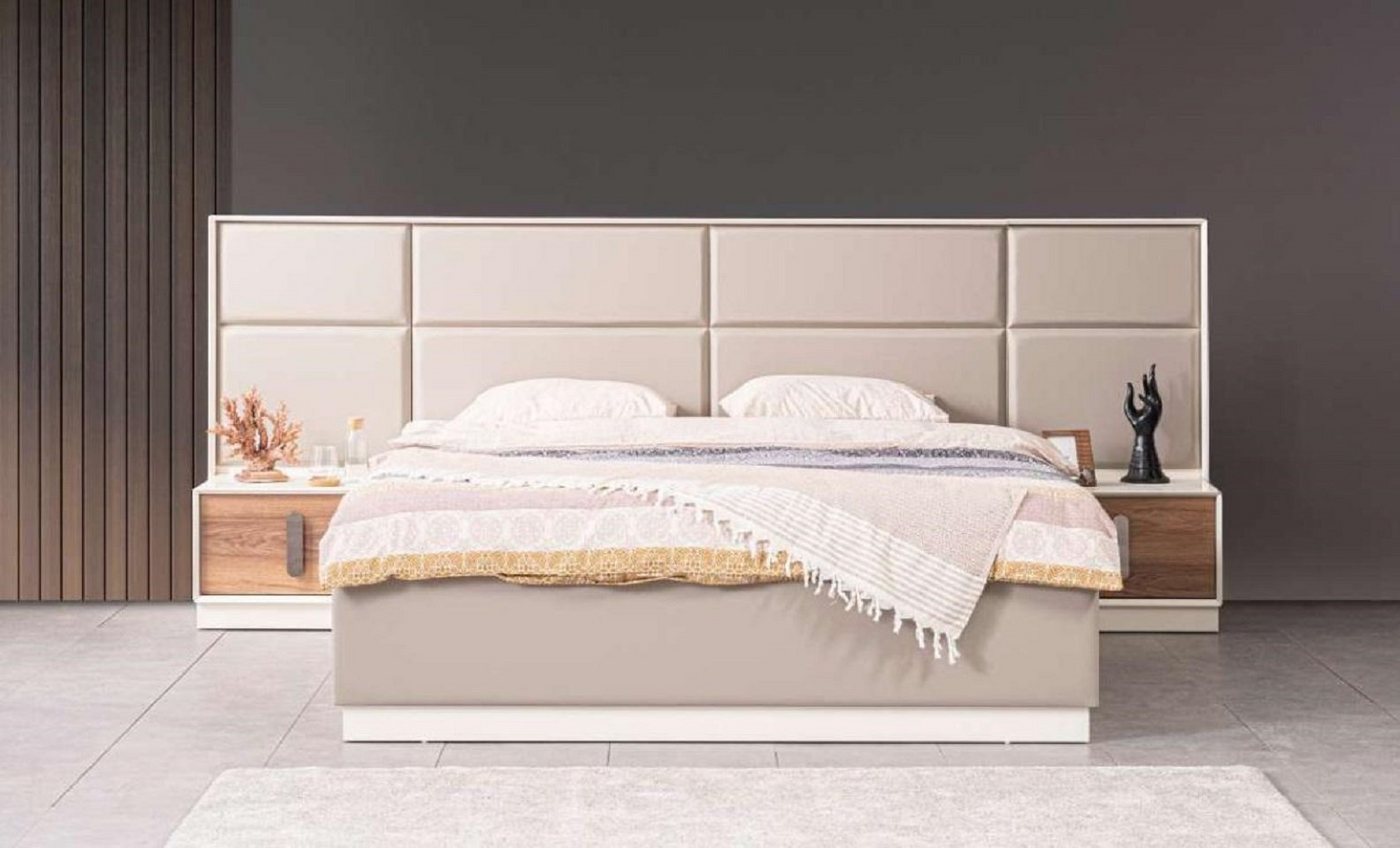 JVmoebel Schlafzimmer-Set Design Schlafzimmer 3tlg. Bett 2x Nachttische Modern Luxus Set Möbel, (3-St., Bett + 2x Nachttische), Made in Europe von JVmoebel