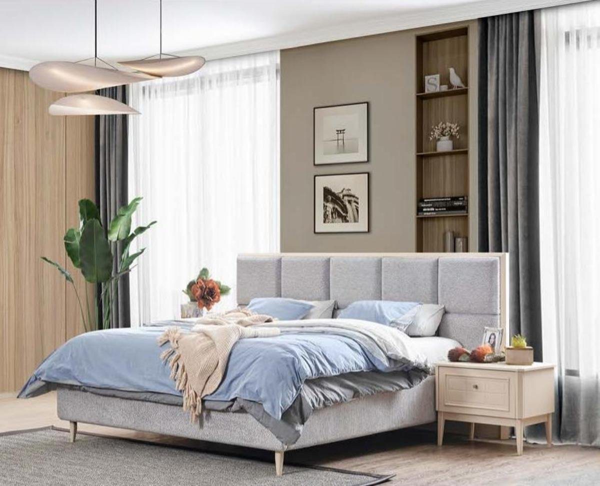 JVmoebel Schlafzimmer-Set Design Schlafzimmer Set Bett + 2x Nachttische Luxus Doppel Ehebett, (3-St., Bett/2x Nachttische), Made in Europa von JVmoebel