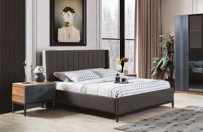 JVmoebel Schlafzimmer-Set Design Schlafzimmer Set Modern Möbel Set Bett und 2x Nachttische, (3-tlg., 1x Bett + 2x Nachttische), Made in Europa von JVmoebel