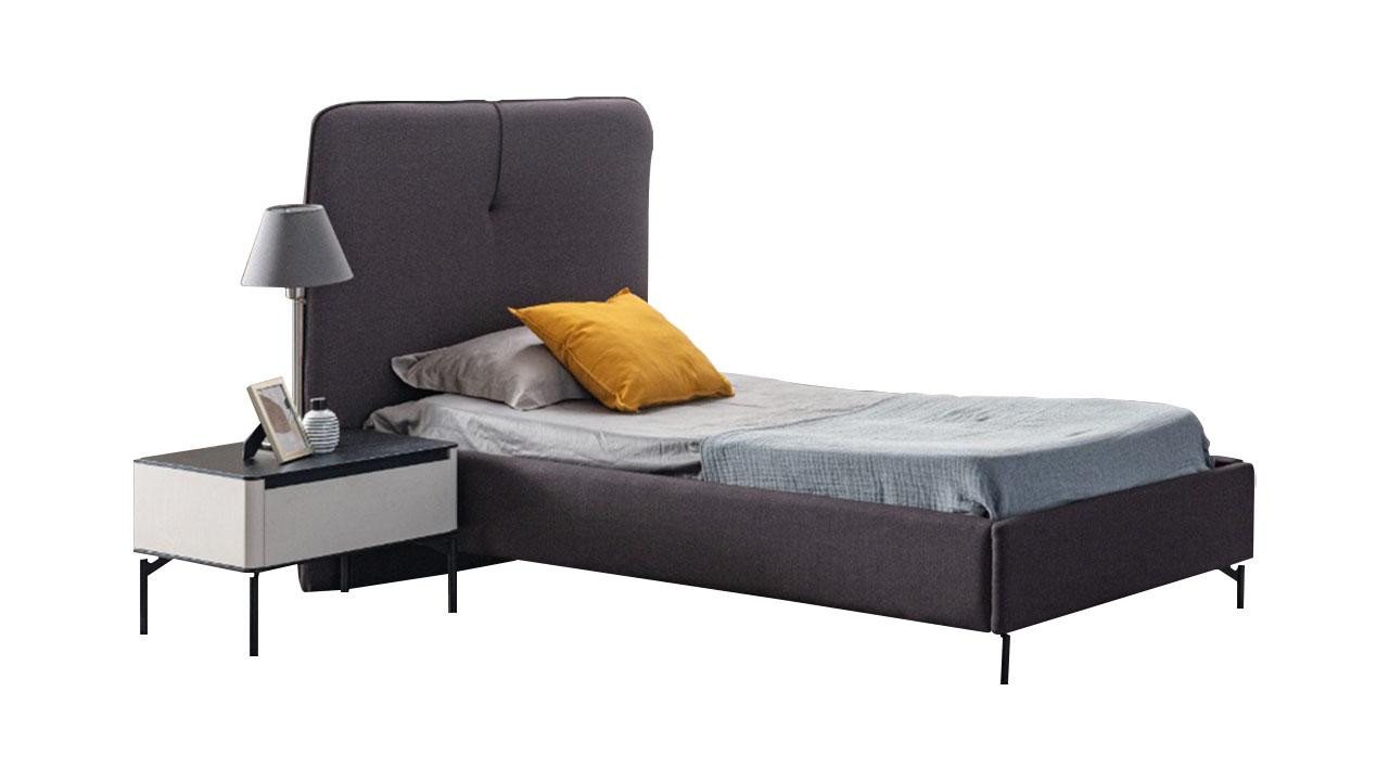 JVmoebel Jugendzimmer-Set Designer Nachtkommode aus Holz für Kinder in Grau - Luxus Möbelset, (2-tlg., 1x Bett + 1x Nachttisch), Made in Europa von JVmoebel