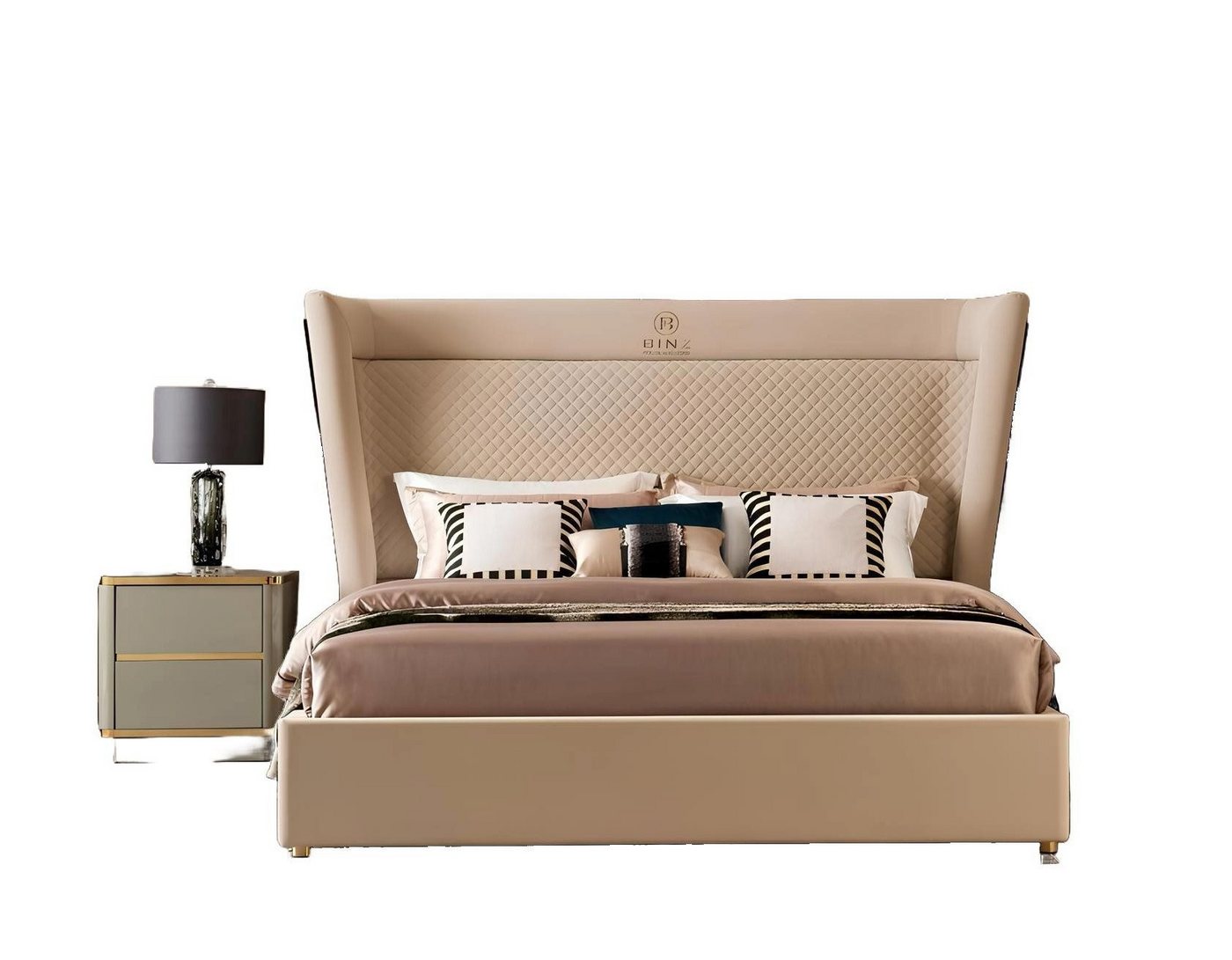 JVmoebel Schlafzimmer-Set Designer Schlafzimmer Bett 2x Nachttische Kommode 4tlg. Set Neu, (4tlg.Schlafzimmer Set(Bett + 2x Nachttisch + Kommode), Made in Europa von JVmoebel