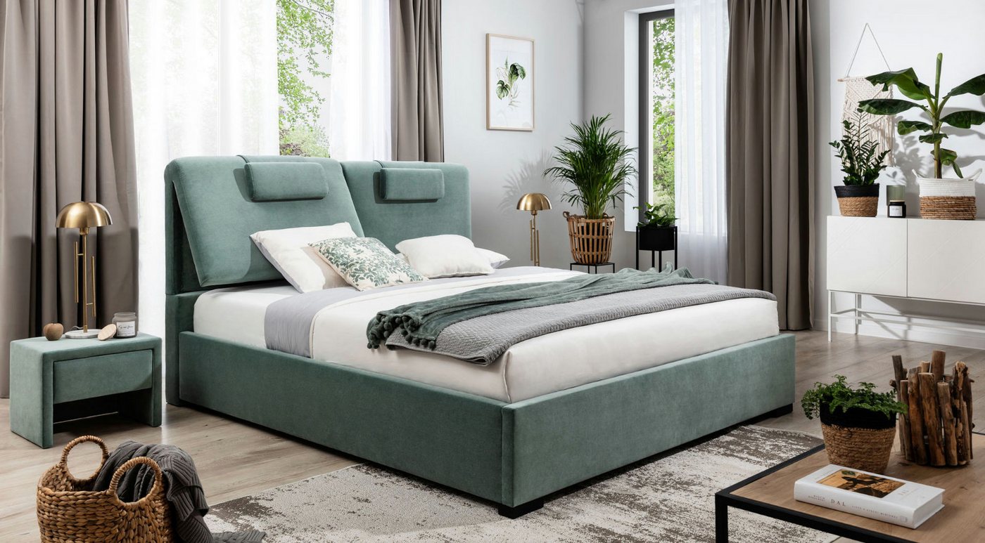 JVmoebel Schlafzimmer-Set Designer Schlafzimmer Set 3-teilig für Doppelbett, (3-tlg., 1x Bett + 2x Nachttische), Made in Europa von JVmoebel