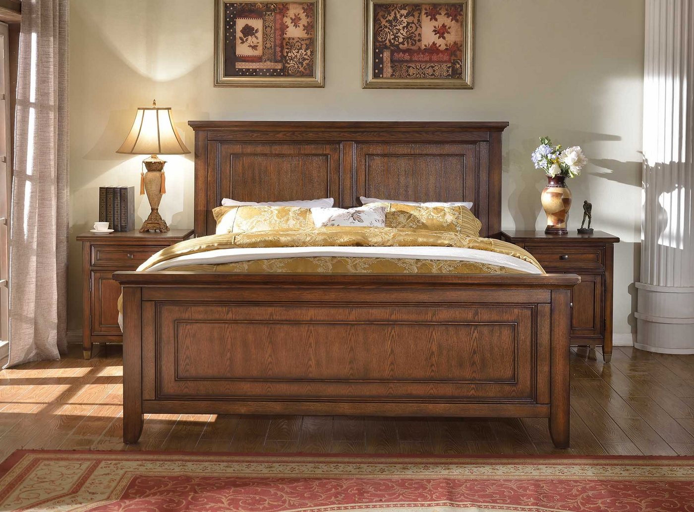 JVmoebel Schlafzimmer-Set Doppelbett mit 2 Nachttischen aus Holz – Schlafzimmer-Set 3-teilig, Made in Europa von JVmoebel