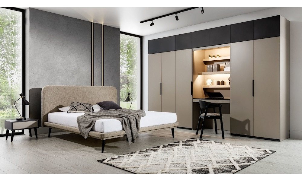 JVmoebel Schlafzimmer-Set Elegantes Designer Schlafzimmer Set mit Doppelbett und Schränken, (4-tlg., 1x Bett + 2x Nachttische + 1x Kleiderschrank), Made in Europa von JVmoebel