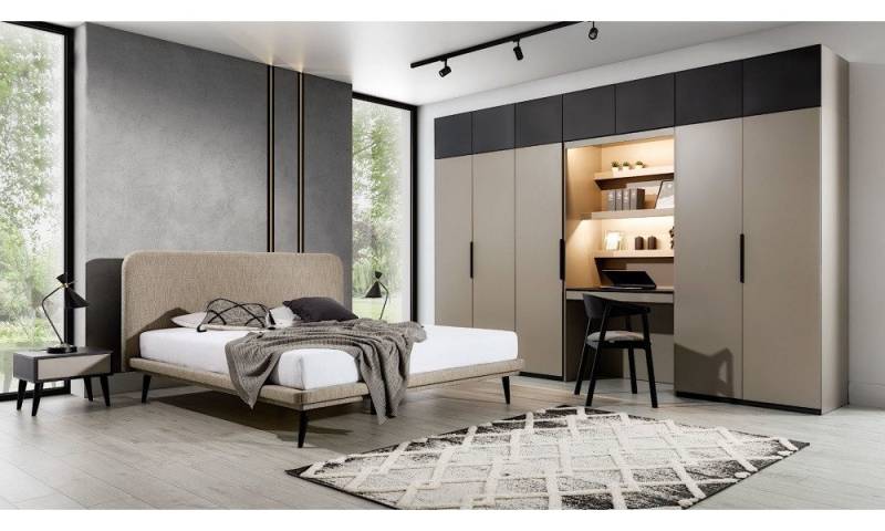 JVmoebel Schlafzimmer-Set Elegantes Designer Schlafzimmer Set mit Doppelbett und Schränken, (4-tlg., 1x Bett + 2x Nachttische + 1x Kleiderschrank), Made in Europa von JVmoebel