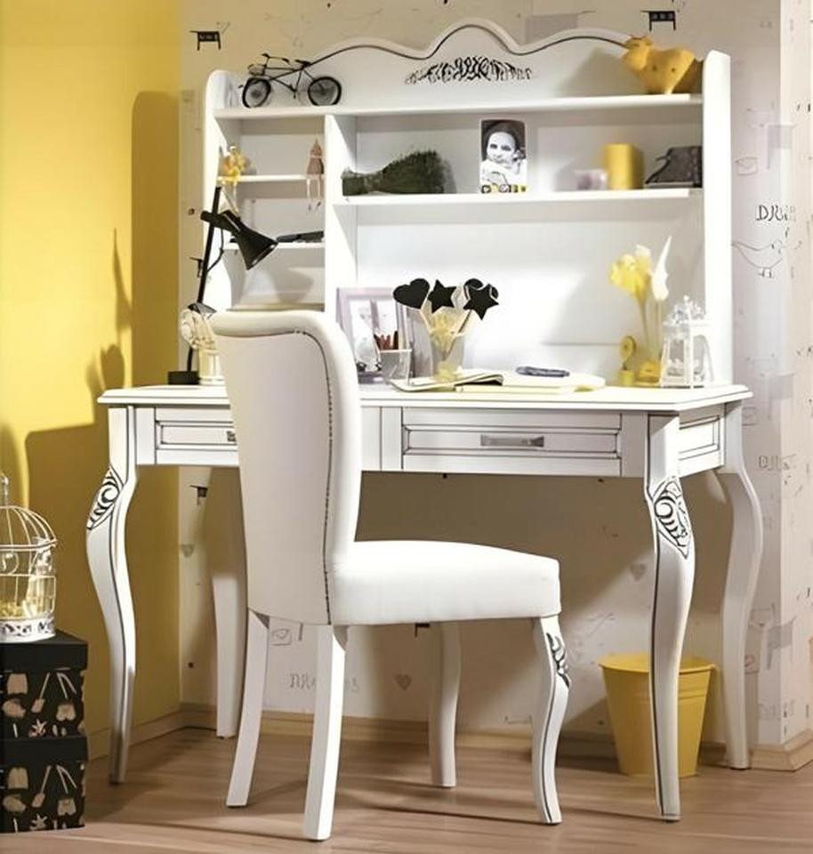 JVmoebel Schlafzimmer-Set Elegantes Weißes Schlafzimmer-Set mit Schreibtisch und Stuhl aus Holz, (Schreibtisch, Stuhl), Made in Europe von JVmoebel