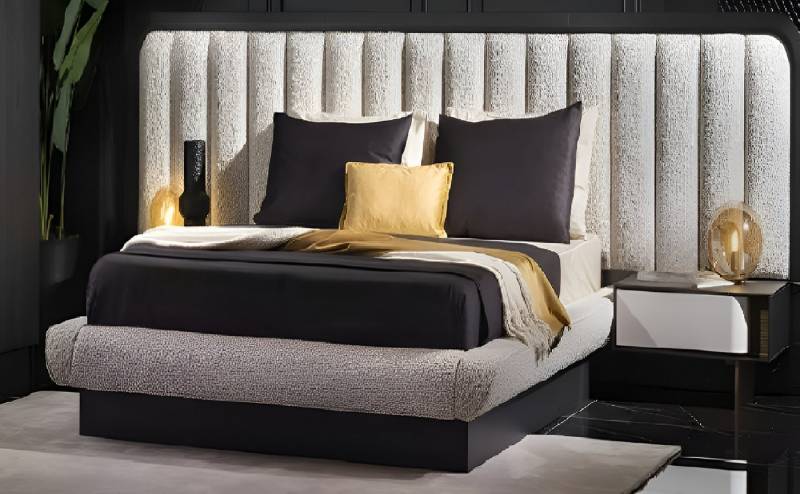 JVmoebel Komplettschlafzimmer Elegantes schwarzes Schlafzimmer-Set aus Holz mit modernem Design, (4-tlg., Bett, 2x Nachttische, Kleiderschrank), Made in Europe von JVmoebel