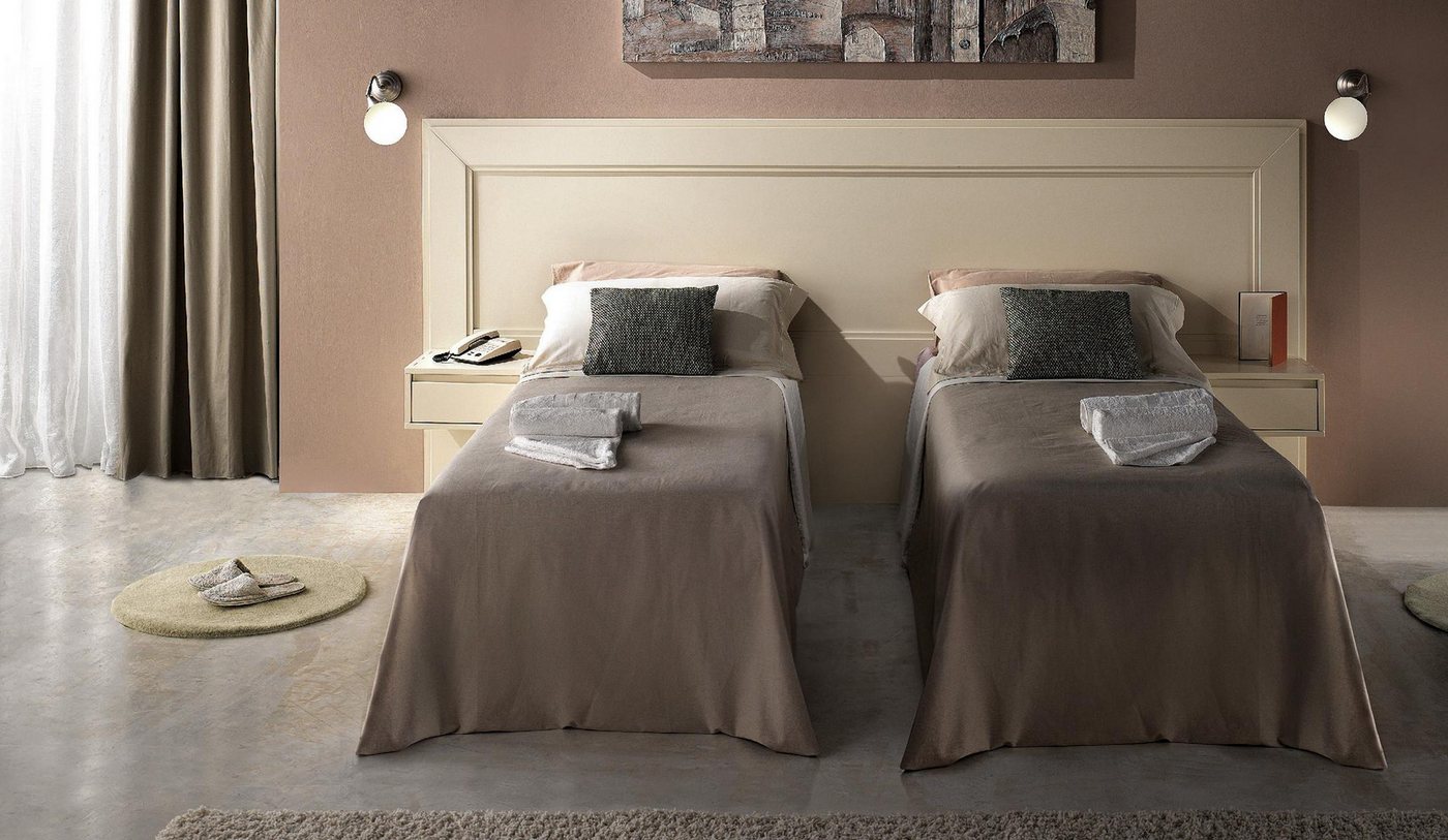 JVmoebel Schlafzimmer-Set Hotelzimmer Möbel Set 2 Betten + Nachttisch in Beige, Made in Europa JVmoebel Schlafzimmer-Set Hotelzimmer Möbel Set 2 Betten + Nachttisch in Beige, Made in Europa von JVmoebel