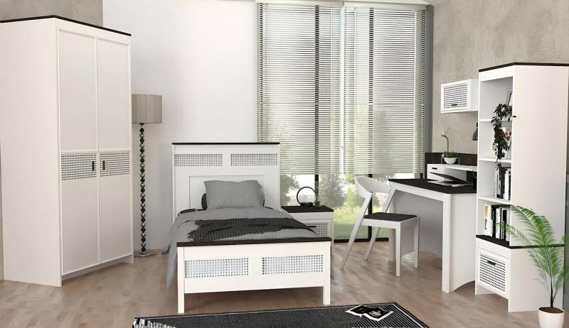 JVmoebel Schlafzimmer-Set Jugend Set Bett Nachttisch Bücherregal Schreibtisch Kleiderschrank, (Schlafzimmer-Set), Made in Europa von JVmoebel