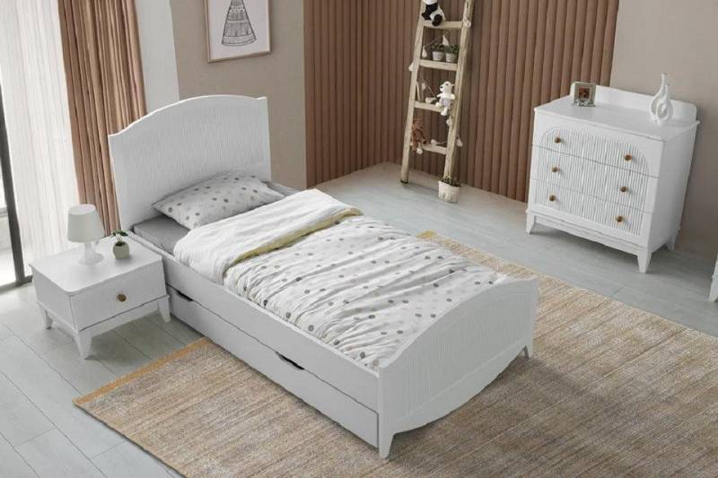 JVmoebel Jugendzimmer-Set Kinder Jugendzimmer Bett Nachttisch Kommode 3-teilige Möbel, (3-tlg., 3tlg. Set (Bett + Nachttisch + Kommode), Made in Europa von JVmoebel