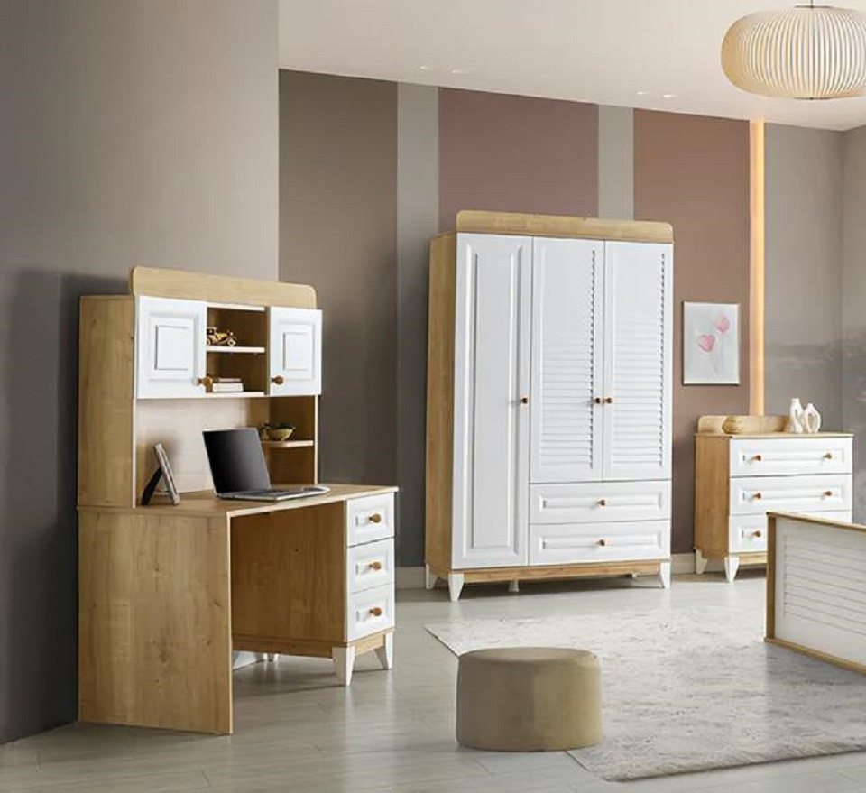 JVmoebel Jugendzimmer-Set Kinderzimmer Set Kleiderschrank Kommode Schreibtisch funktionale Möbel, (3-tlg., Kleiderschrank + Kommode + Schreibtisch), Made in Europa von JVmoebel