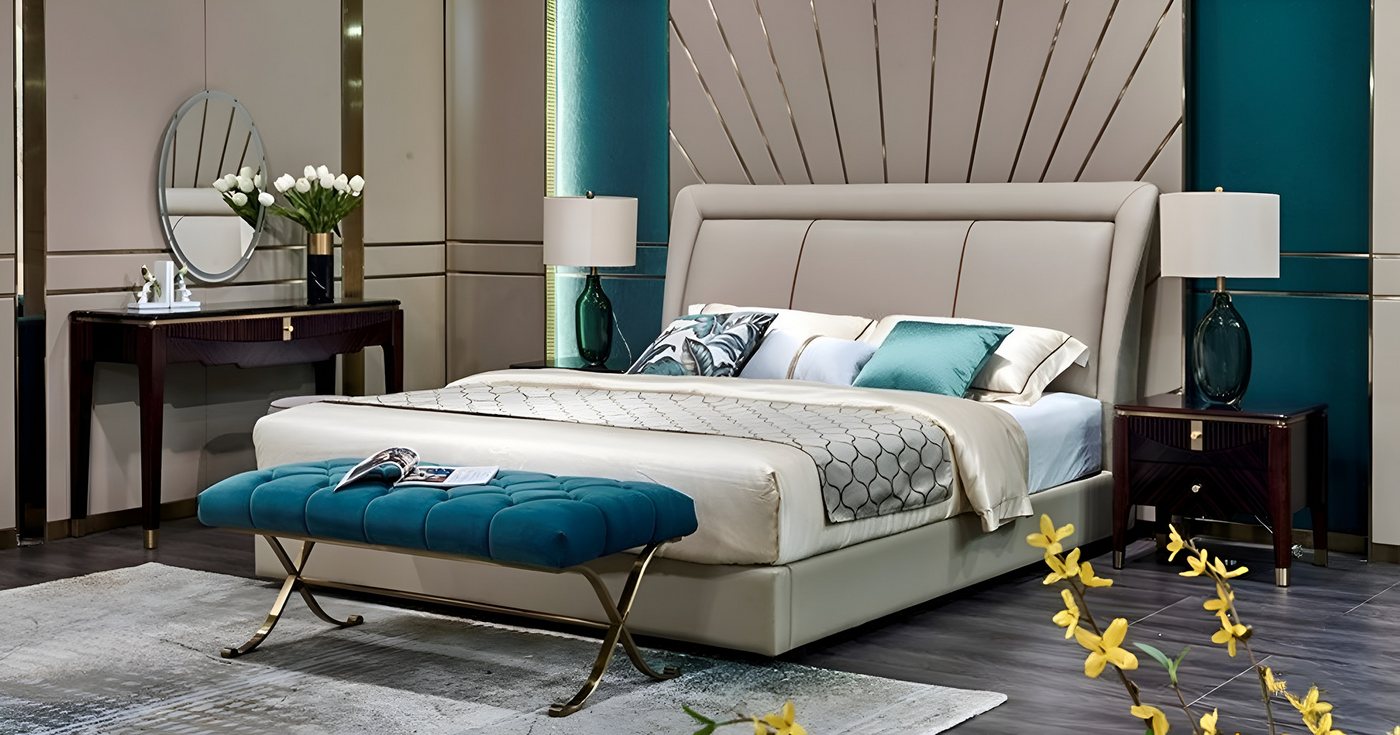 JVmoebel Polsterbett Klassisches Schlafzimmer Set in Weiß mit 2 Nachttischen, Made in Europa JVmoebel Polsterbett Klassisches Schlafzimmer Set in Weiß mit 2 Nachttischen, Made in Europa von JVmoebel