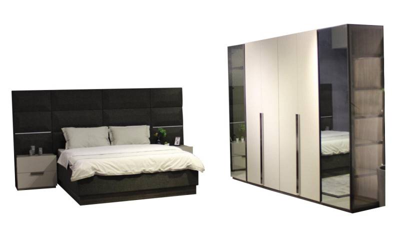 JVmoebel Schlafzimmer-Set Komplett Schlafzimmer Möbel Set 8tlg Neu, (8-tlg., Hocker,Bett,Kommode,Nachttisch,Schminktisch,Schrank,Spiegel), Made in Europa von JVmoebel