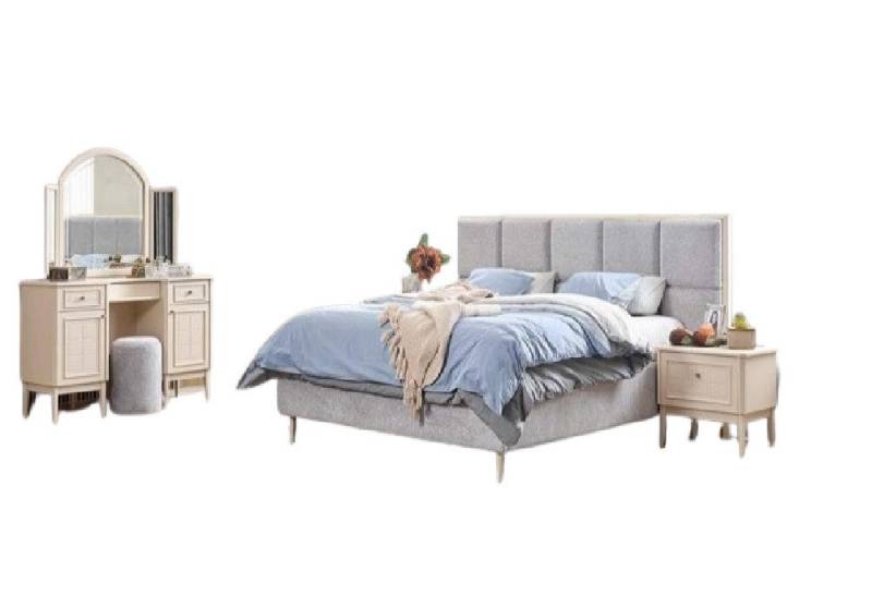 JVmoebel Schlafzimmer-Set Komplett Schlafzimmer Möbel Set Bett 2x Nachttisch Schminktisch Neu, (4-tlg., Bett/2x Nachttische/Schminktisch), Made in Europa von JVmoebel