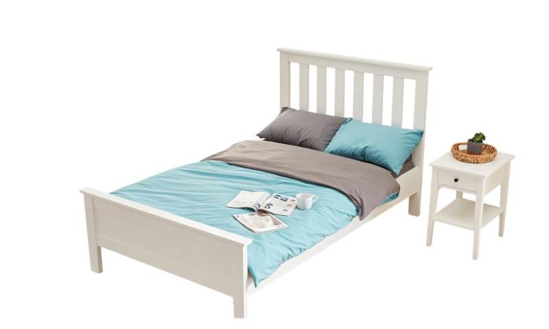 JVmoebel Schlafzimmer-Set Komplette Schlafzimmer Set Doppelbett Nachttisch Weiß Holzmöbel, (2-tlg., Bett + Nachttisch), Made in Europa von JVmoebel