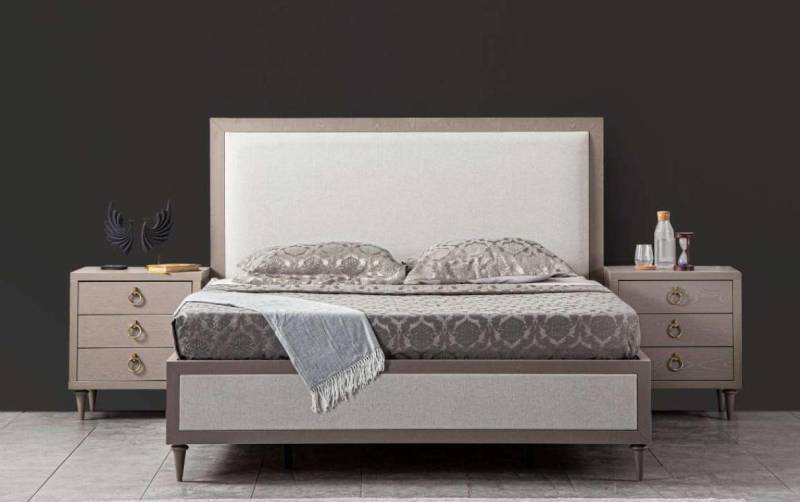 JVmoebel Schlafzimmer-Set Luxuriöses Schlafzimmer Set mit Bett und 2 Nachttischen 3-teilig, (3-tlg., Bett + 2x Nachttische), Made in Europa von JVmoebel
