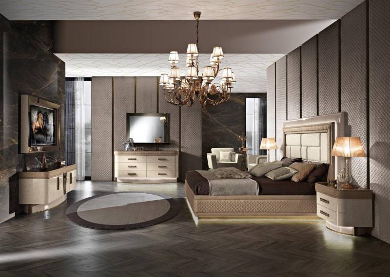 JVmoebel Schlafzimmer-Set Luxus Bett Nachttisch Kommode Schlafzimmer Set Design Italien Neu, Made in Europa von JVmoebel