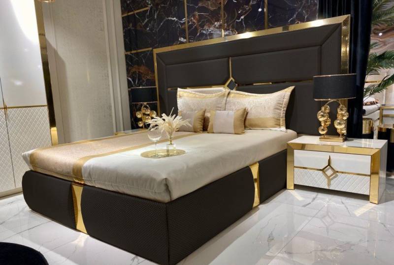 JVmoebel Schlafzimmer-Set Luxus Schlafzimmer Set Bett + 2x Nachttisch Edle Hotel Möbel Betten, Made in Europa von JVmoebel