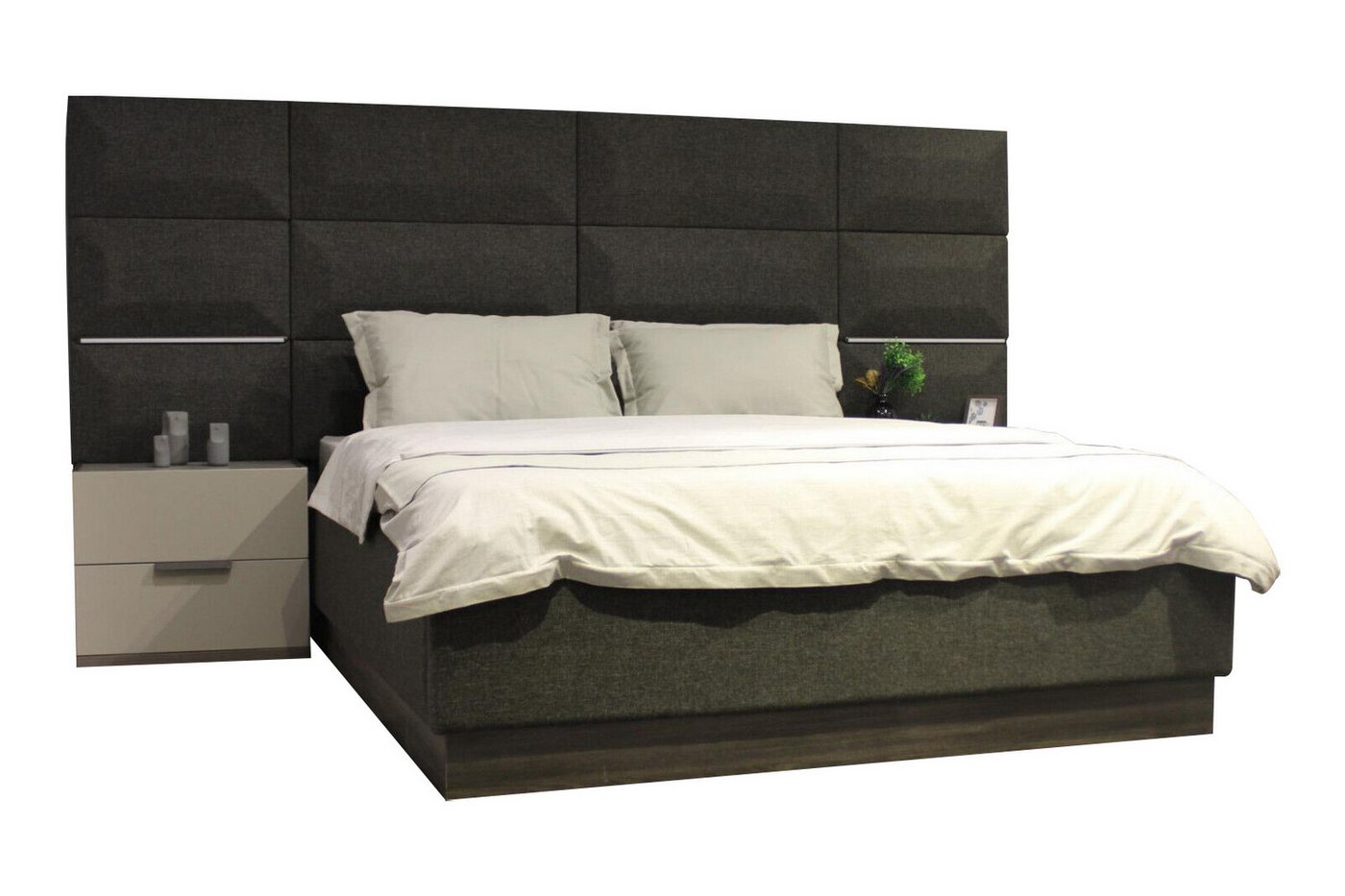 JVmoebel Schlafzimmer-Set Luxus Schlafzimmer Set Designer Bett 2x Nachttisch Holz Komplett, (3-St., Bett, Nachttische), Made in Europa von JVmoebel