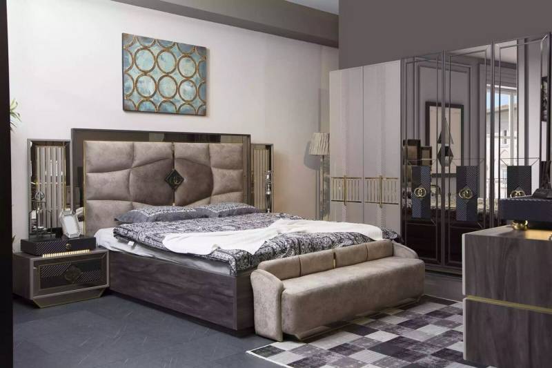 JVmoebel Schlafzimmer-Set Luxus Schlafzimmer Set Doppelbett 2x Nachttische Kleiderschrank, (4-St., Nur Bett + 2x Nachttische + Kleiderschrank), Made in Europa von JVmoebel