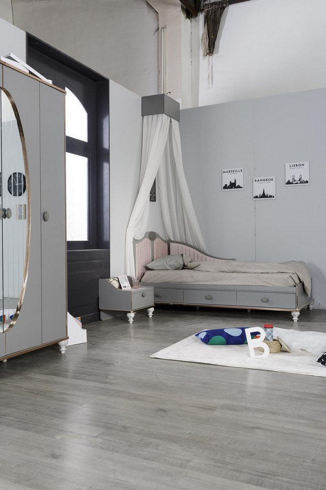 JVmoebel Schlafzimmer-Set Luxus Schlafzimmer Set: Designer Nachttische und Betten 2-teilig, (2-tlg., Bett + Nachttisch), Made in Europa von JVmoebel