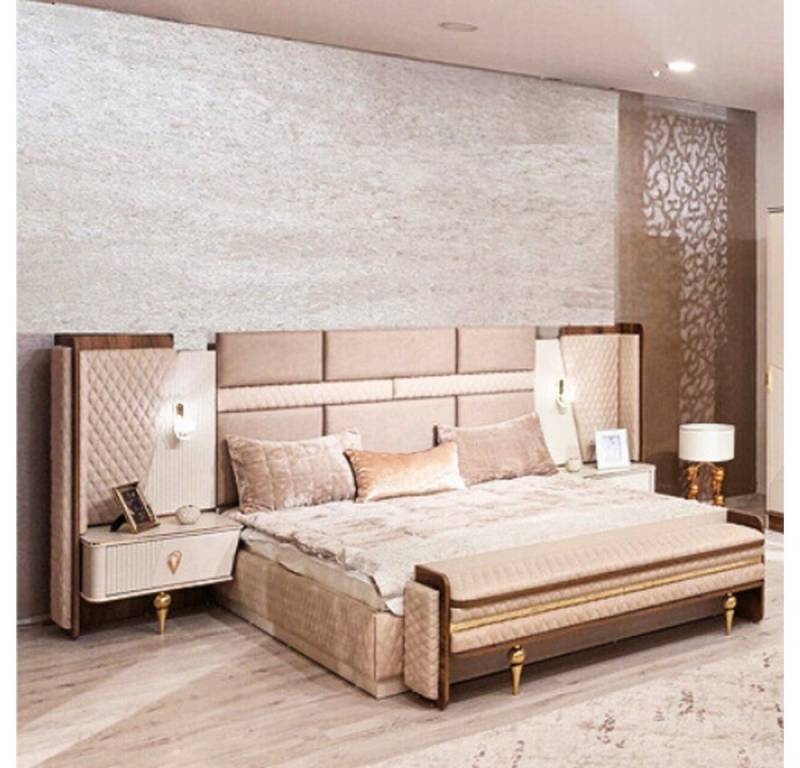 JVmoebel Schlafzimmer-Set Luxus Schlafzimmer Set: Modernes Bett mit 2 Nachttischen, (3-tlg., Bett, 2x-Nachttische), Made in Europa von JVmoebel