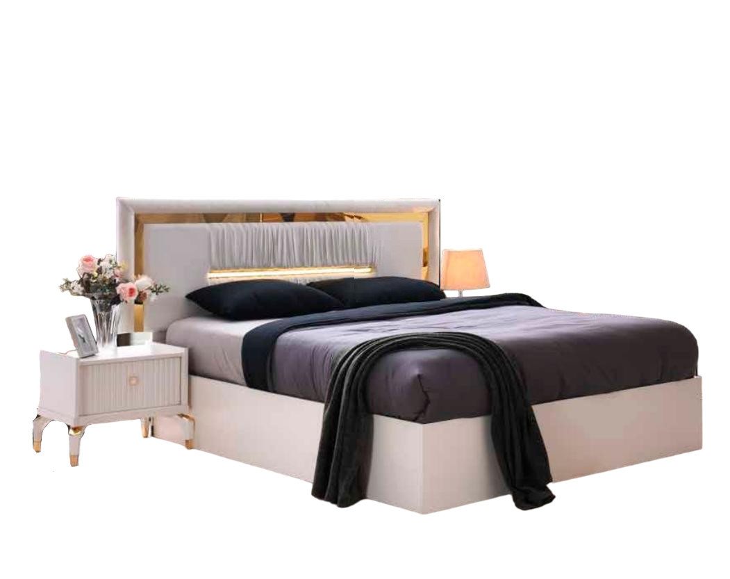 JVmoebel Schlafzimmer-Set Modern Schlafzimmer-Set 3tlg Bett Nachttische Weiß Design Stil, (3-St., Bett + 2x Nachttische), Made in Europa von JVmoebel