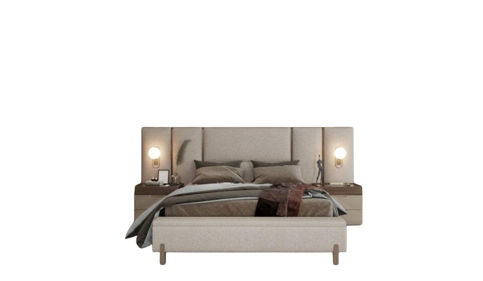 JVmoebel Schlafzimmer-Set Modern Schlafzimmer Set aus Bett mit Bank und 2x Nachttische 3tlg. neu, (3-St., Bett mit Bank/2x-Nachttische), Made in Europa von JVmoebel
