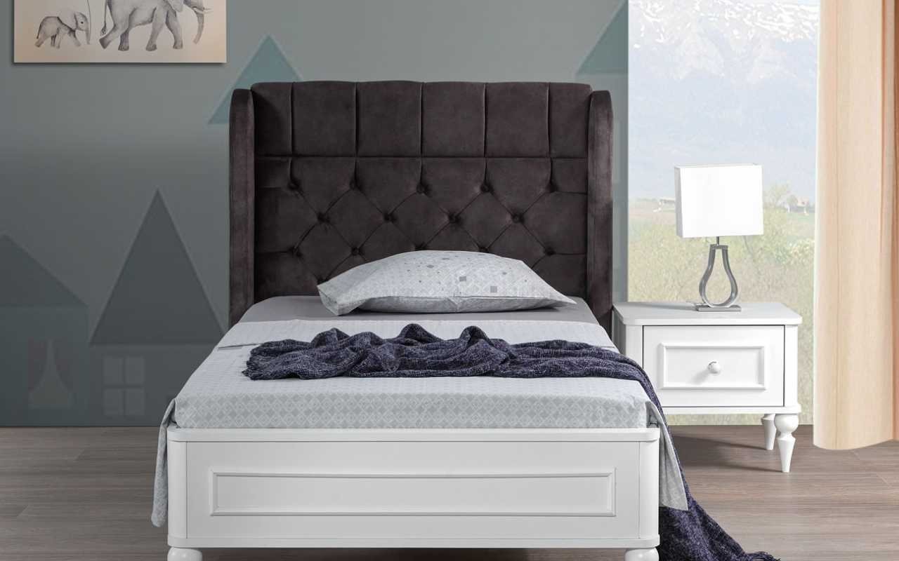 JVmoebel Schlafzimmer-Set Modernes Chesterfield Kindetbett Einzelbett Nachttisch Stilvolles Set, (3-St., Nur Bett + 2x Nachttischez), Made in Europa von JVmoebel