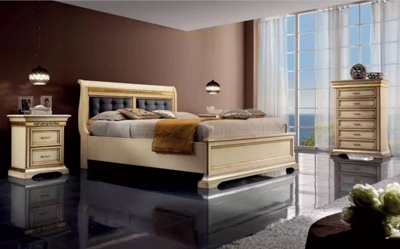 JVmoebel Schlafzimmer-Set Modernes Luxusschlafzimmer mit Bett, 2 Nachttischen & Kommode, (4-tlg., Nur Bett + 2x Nachttische + Kommode), Made in Europa von JVmoebel