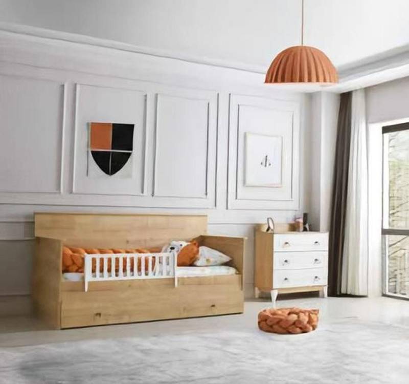 JVmoebel Kinderbett Modernes Montessori Bett mit Kommode für Kinderzimmer in Weiß (Bett, Kommode), Made in Europa von JVmoebel