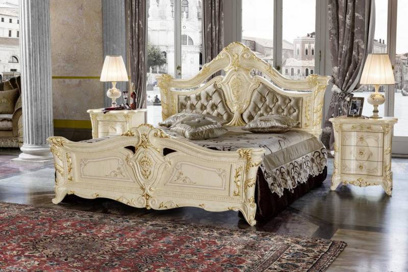 JVmoebel Schlafzimmer-Set Möbel Bett 2x Nachttisch 3 tlg Schlafzimmer Set Betten Weiß, Made in Europa von JVmoebel