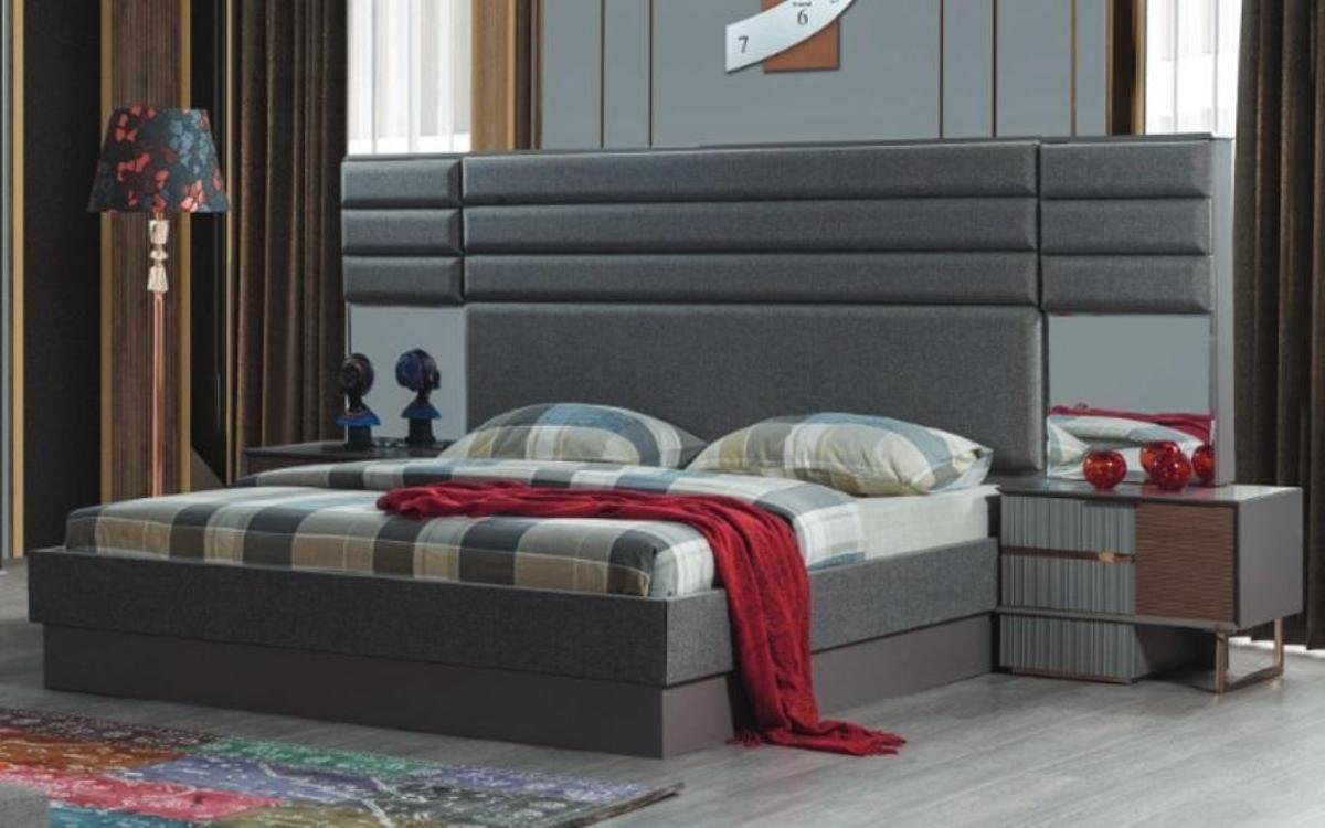 JVmoebel Schlafzimmer-Set Schlafzimmer Einrichtung Luxus Doppelbett Designer Nachttische Set, (3-St., Bett/2x Nachttische), Made in Europa von JVmoebel