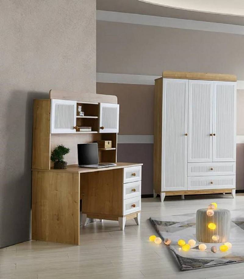 JVmoebel Jugendzimmer-Set Schlafzimmer Kinder Jugend Zimmer Set Kleiderschrank Schreibtisch 2, (2-tlg., Schreibtisch + Kleiderschrank), Made in Europa von JVmoebel