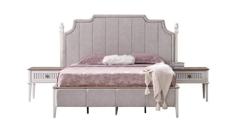 JVmoebel Schlafzimmer-Set Schlafzimmer Möbel Set Bett 2x Nachttische Gäste Zimmer Polsterbett, (3-tlg., Bett + 2x Nachttische), Made in Europa von JVmoebel