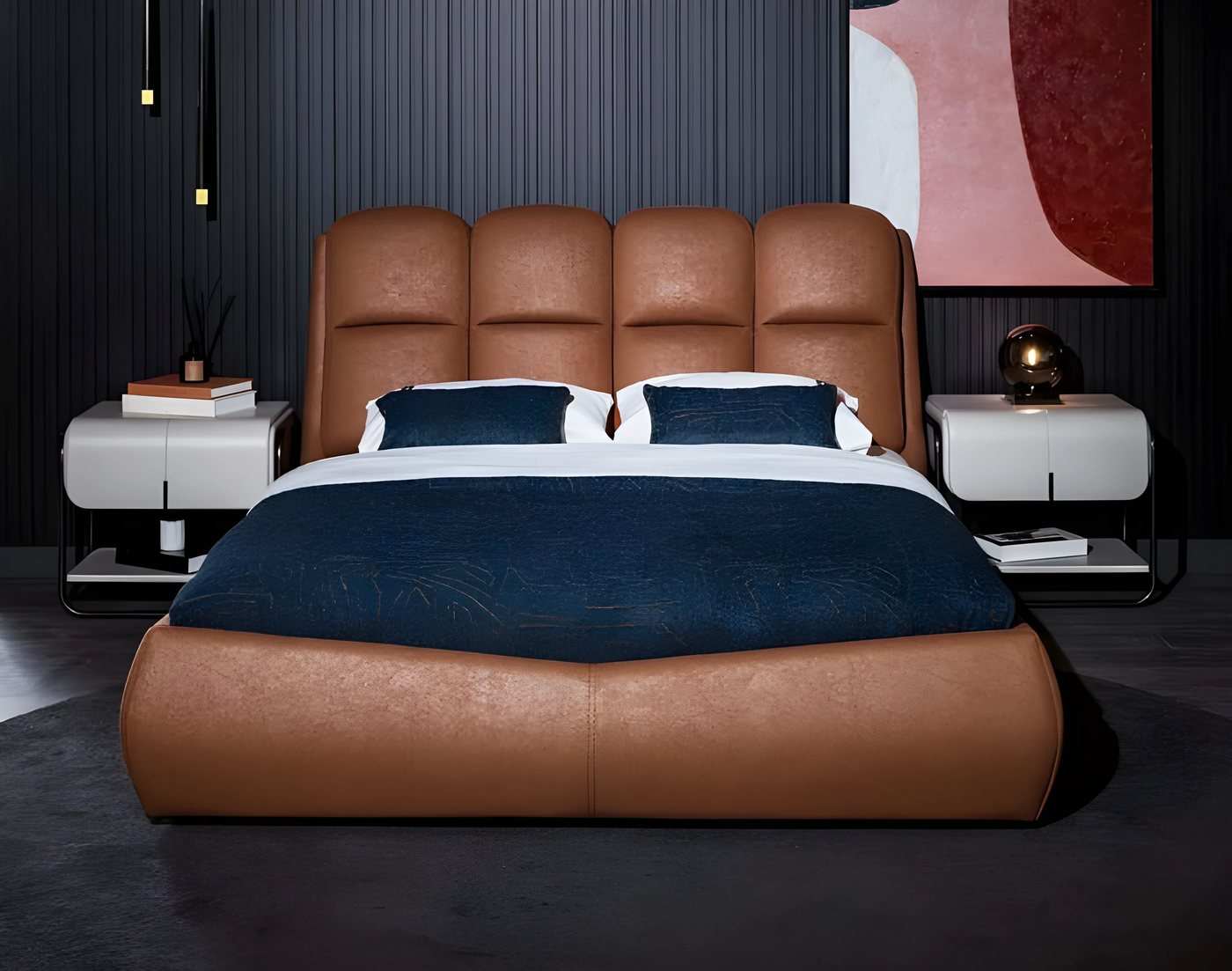 JVmoebel Schlafzimmer-Set Schlafzimmer Set 4tlg: Doppelbett, Nachttische, Eckkleiderschrank, ..., (4-tlg., Bett, Eckkleiderschrank, 2xNachttische), Made in Europe von JVmoebel