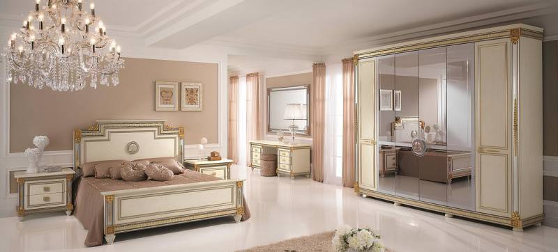 JVmoebel Schlafzimmer-Set Schlafzimmer Set Luxus Möbel Bett 2x Nachttisch 7 tlg. Italien Neu, Made in Europa von JVmoebel